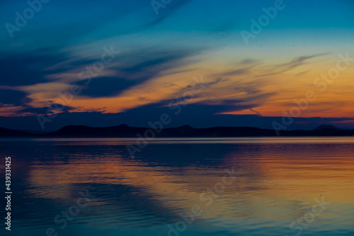 landscape after sunset on Lake Balaton - Hungary