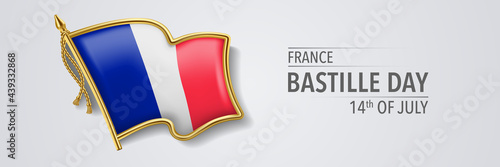 France Bastille day greeting card, banner with template text vector illustration