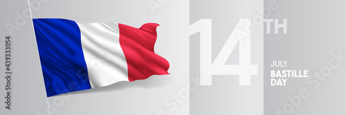 Free Download France happy Bastille day greeting card, banner vector illustration - GFXLoad