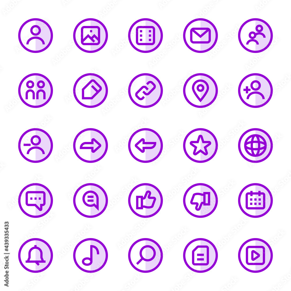 Filled outline icons for social networks. Filled outline icons for social networks.