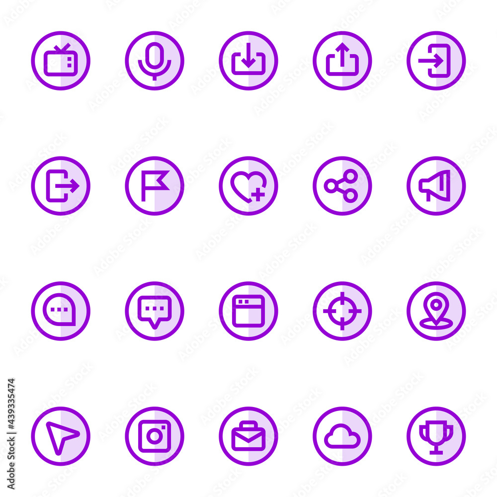 Filled outline icons for social networks. Filled outline icons for social networks.