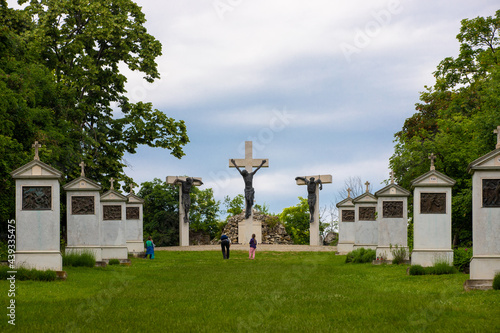 Calvary monument near the Benedictine Tihany Abbey in Hungary photo
