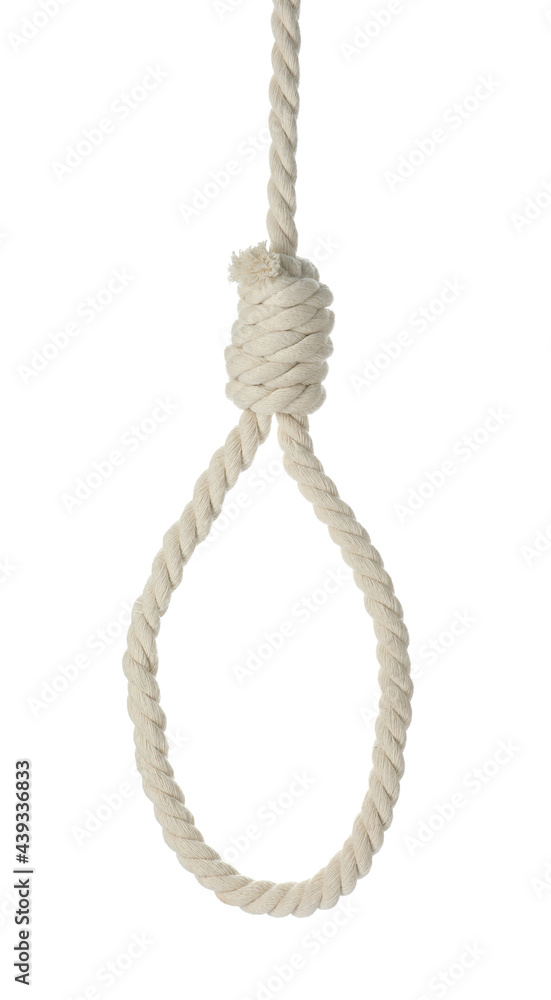 Rope noose with knot isolated on white