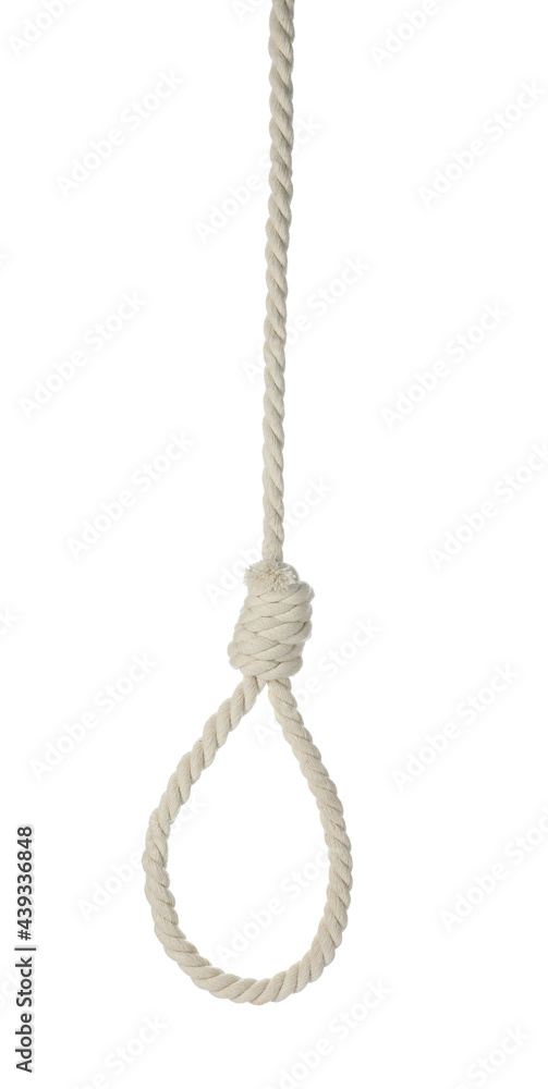 Rope noose with knot isolated on white