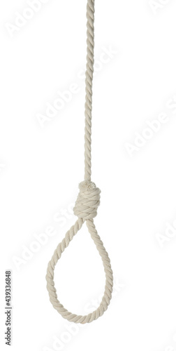 Rope noose with knot isolated on white