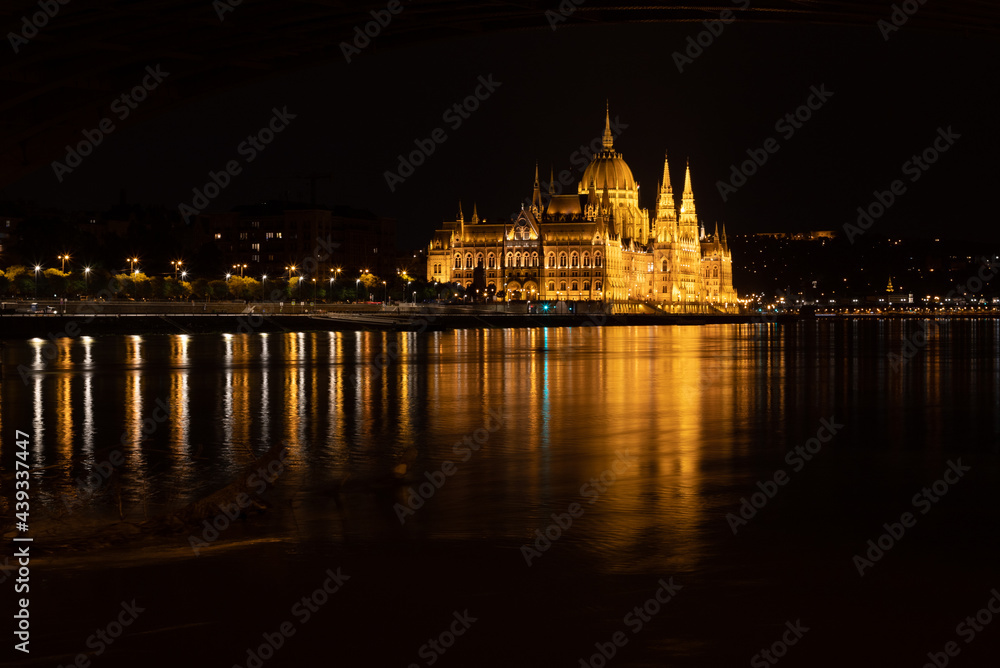 Budapest Parliament Building seen at night