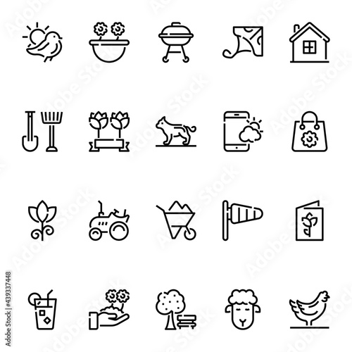 Outline icons for spring.