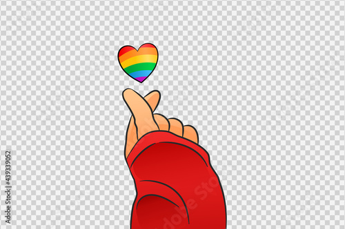 Mini heart sign with Rainbow LGBT heart shape isolated on png or transparent  background, Symbol of LGBT gay pride,vector illustration