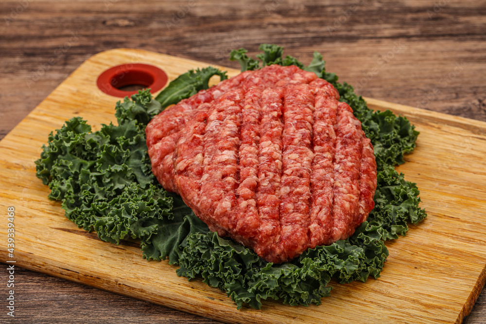 Raw beef burger cutlet for cooking Raw beef burger cutlet for cooking
