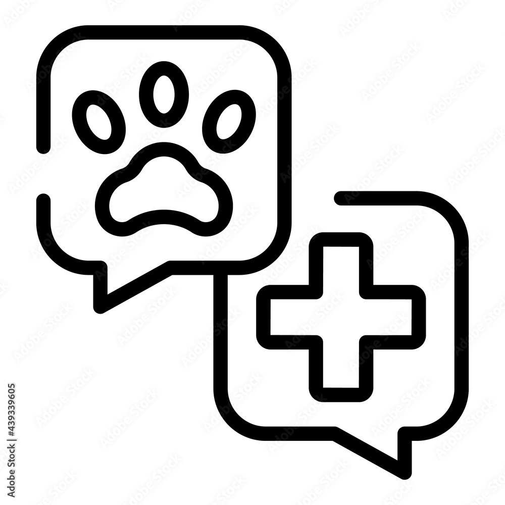 Veterinary clinic chat icon. Outline Veterinary clinic chat vector icon for web design isolated on white background Veterinary clinic chat icon. Outline Veterinary clinic chat vector icon for web design isolated on white background