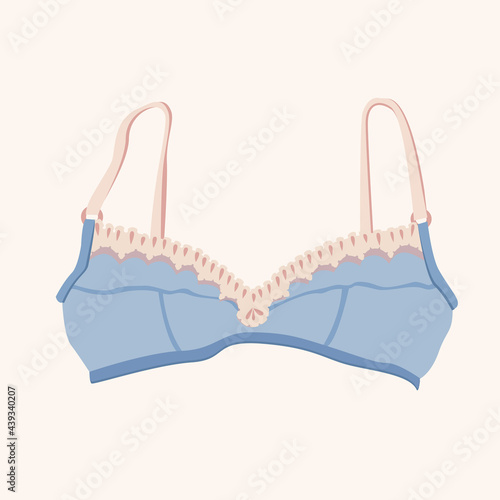 vector image of female bra base model. Delicate fabric and lace. Underwear for women. Icons or illustrations. Isolated objects on a light background.