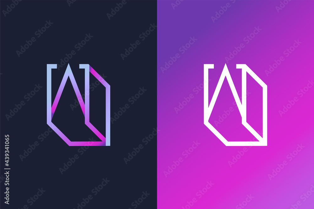 Fototapeta premium Initial Letter W Logo Design in Colorful Gradient with Line Style