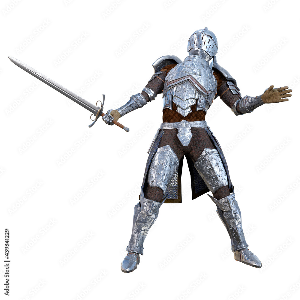 3D Rendering Medieval Warrior on White 3D Rendering Medieval Warrior on White
