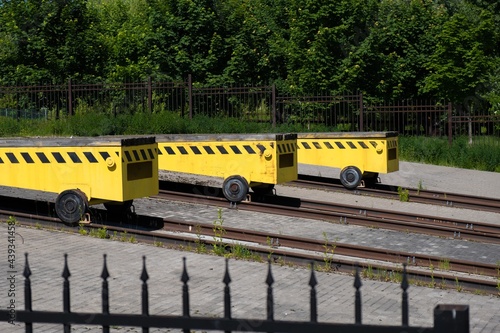 Yellow train no the raiway photo