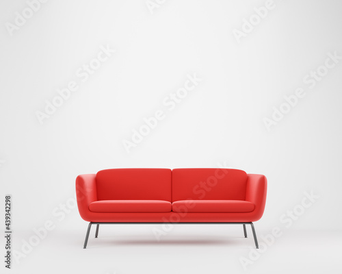 Cozy luxury red sofa over white studio background. © Foxstudio