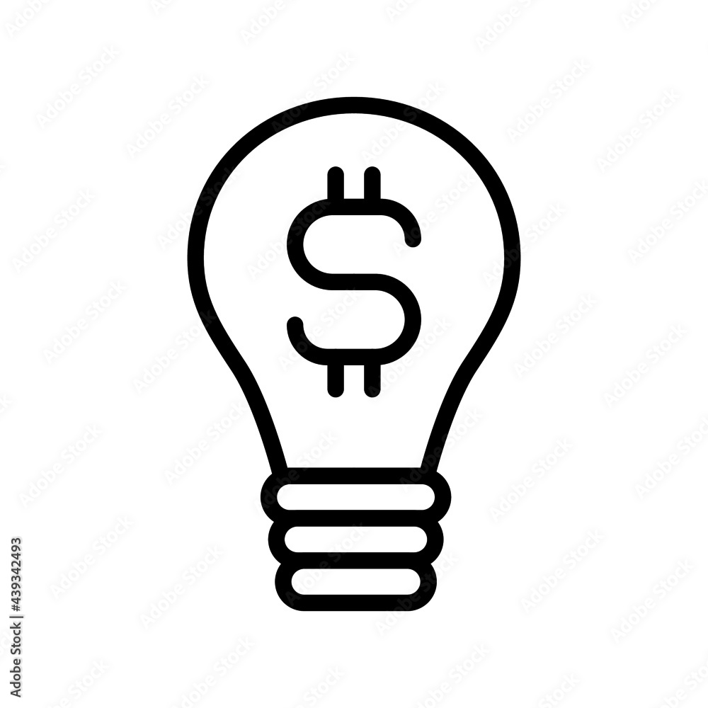 Vector high quality bulb with dollar sign line icon isolated on white background. How to make money with business ideas concept Vector high quality bulb with dollar sign line icon isolated on white background. How to make money with business ideas concept
