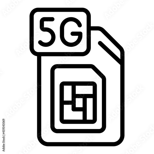 5g network sim icon. Outline 5g network sim vector icon for web design isolated on white background