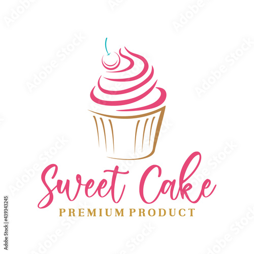 Sweet Cake Logo. Cake Shop Logo Design vector