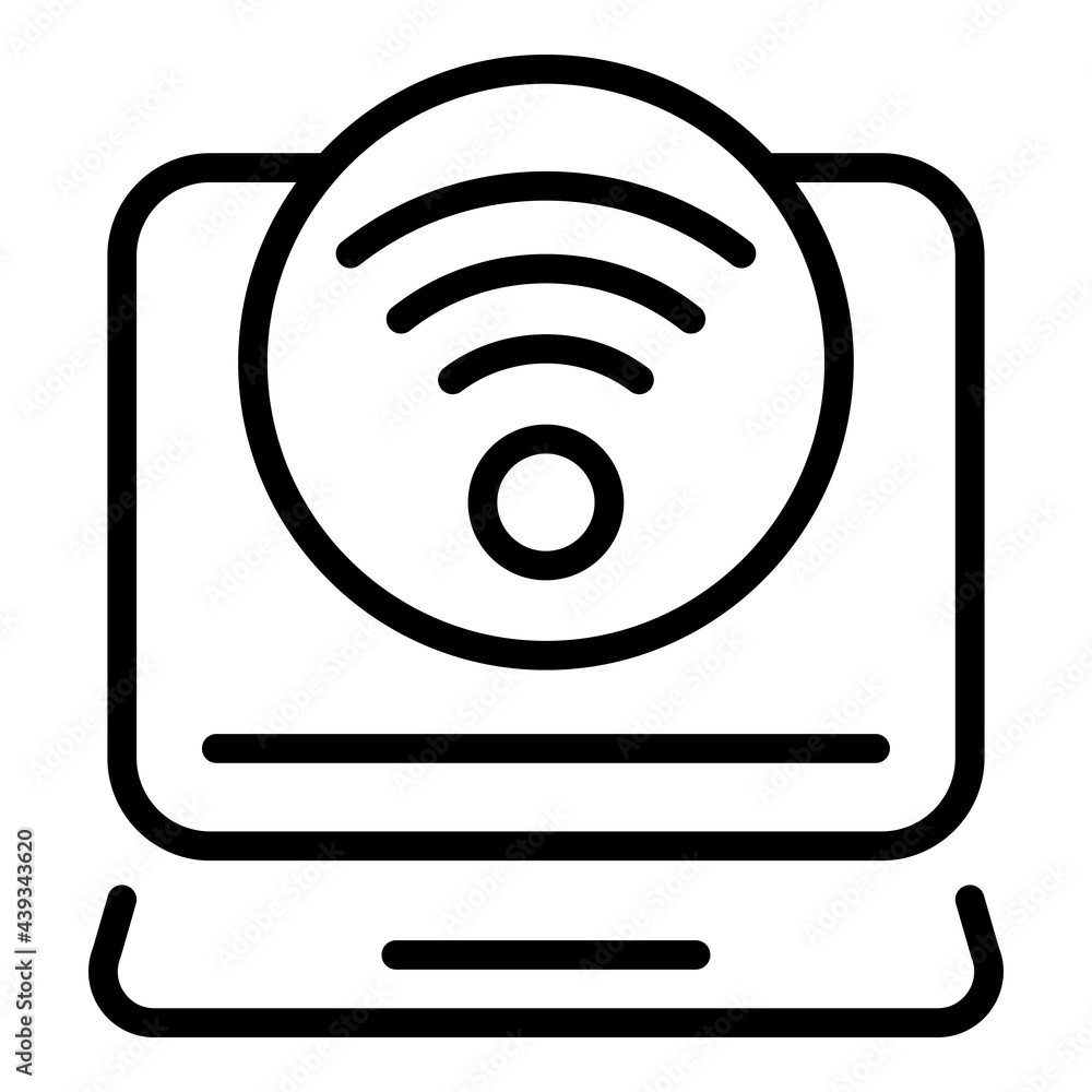 Laptop wifi icon. Outline Laptop wifi vector icon for web design isolated on white background Laptop wifi icon. Outline Laptop wifi vector icon for web design isolated on white background