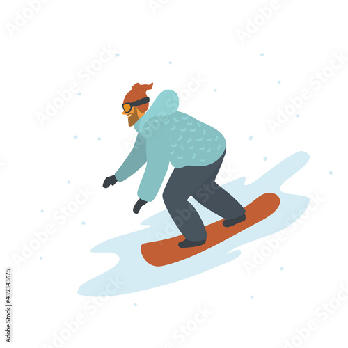 snowboarding man downhill isolated vector illustration graphic