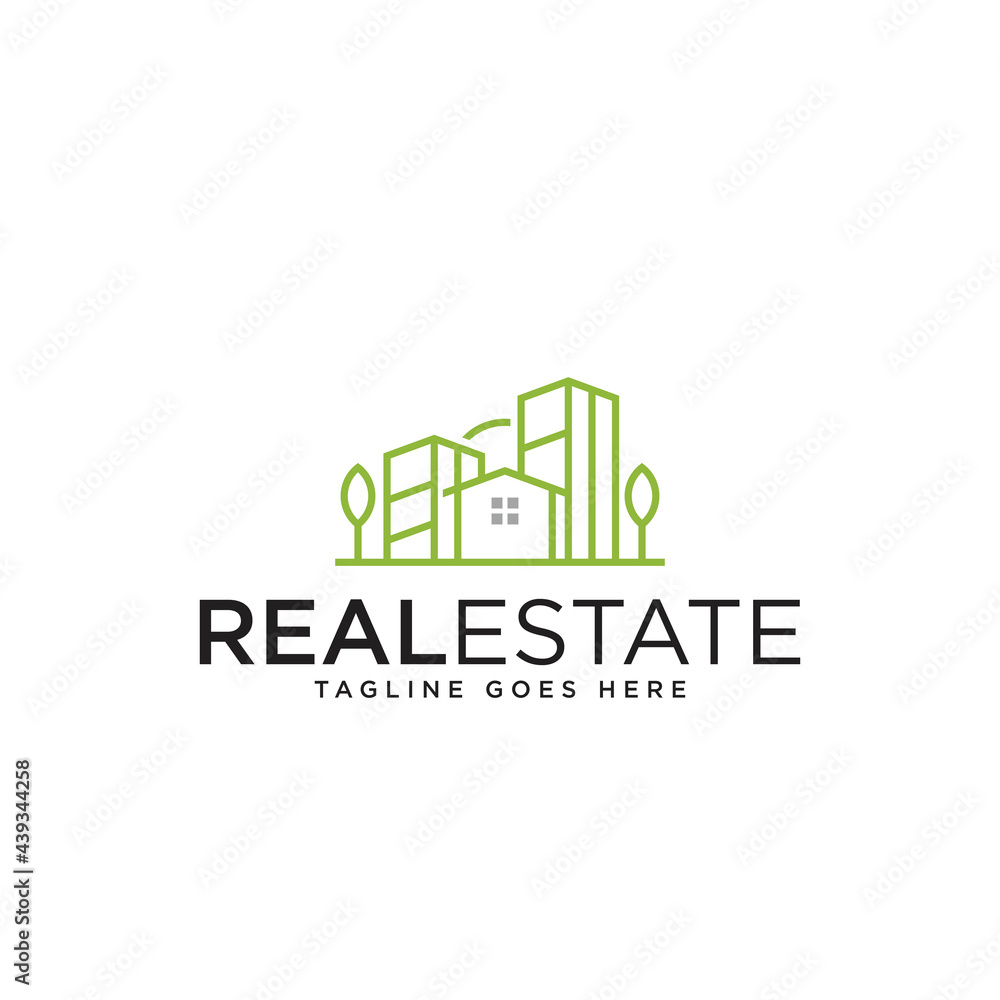 Real estate green line logo - Vector Real estate green line logo - Vector