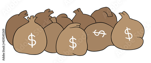 Cartoon vector illustration of sacks full of money