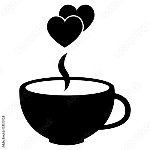 cup of love coffee cup with heart shapes glyph icon