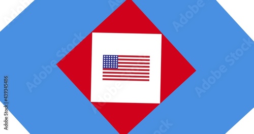 Composition of american flag on red, blue and white background © vectorfusionart