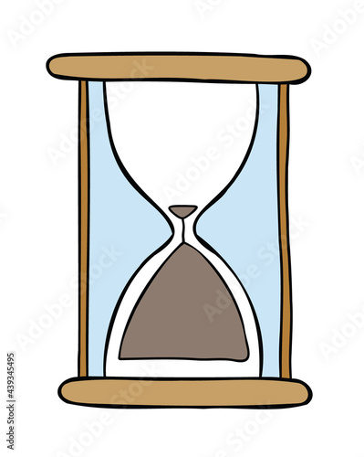 Cartoon vector illustration of hourglass nearing the end