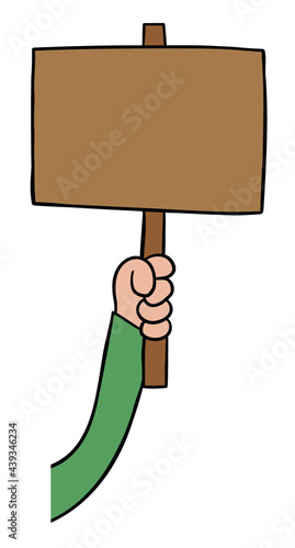 Cartoon vector illustration of protester holding sign