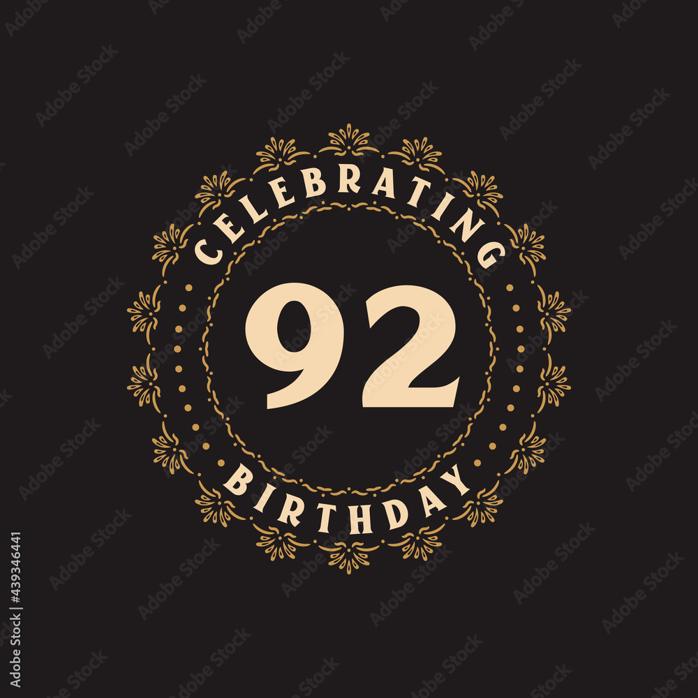 92 Birthday celebration, Greetings card for 92 years birthday