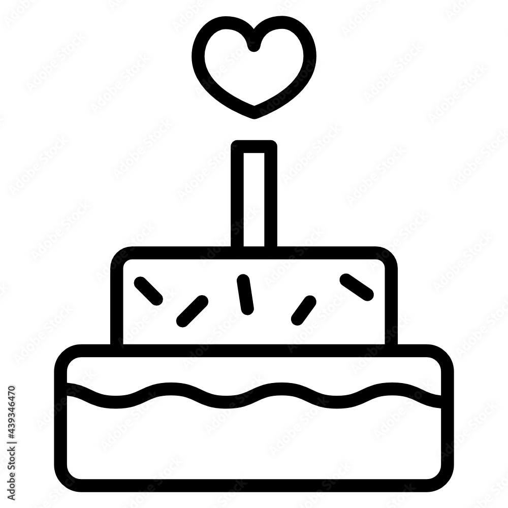 heart candle on cake line icon heart candle on cake line icon