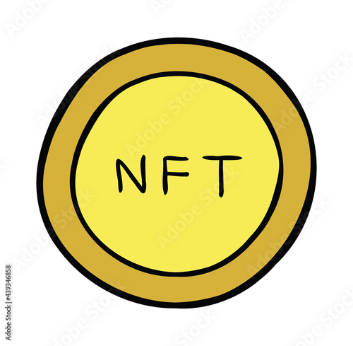 Cartoon vector illustration of NFT coin