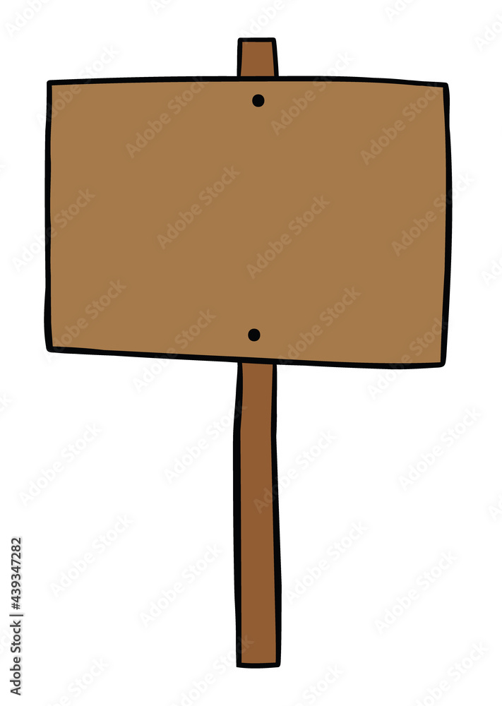 Cartoon vector illustration of wooden protest sign Cartoon vector illustration of wooden protest sign