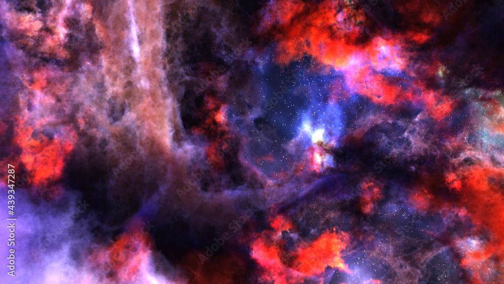 3D rendering of dark colorful nebula and cosmic gas clusters with stars in a distant galaxy. Abstract fog nackground. 3D rendering of dark colorful nebula and cosmic gas clusters with stars in a distant galaxy. Abstract fog nackground.