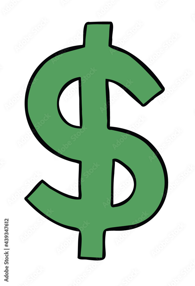 Cartoon vector illustration of dollar money symbol Cartoon vector illustration of dollar money symbol