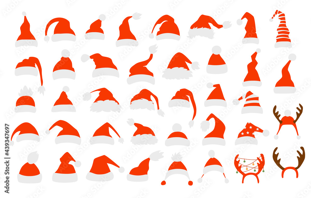 set od different santa claus hats set od different santa claus hats