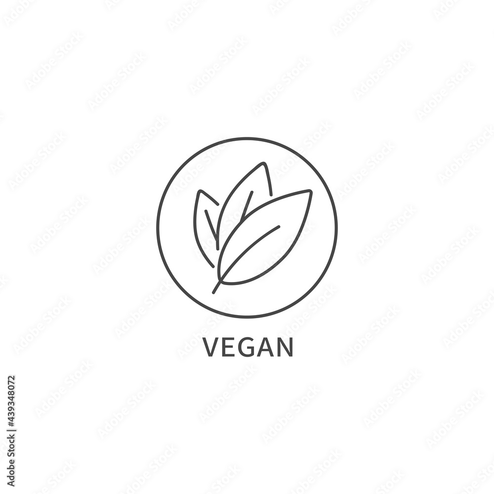 Vector logo, badge or icon for natural and organic products. Eco safe sign design. Vegan .