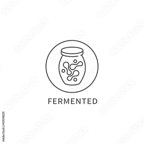 Vector line logo, badge or icon - fermented food. Symbol of healthy eating.