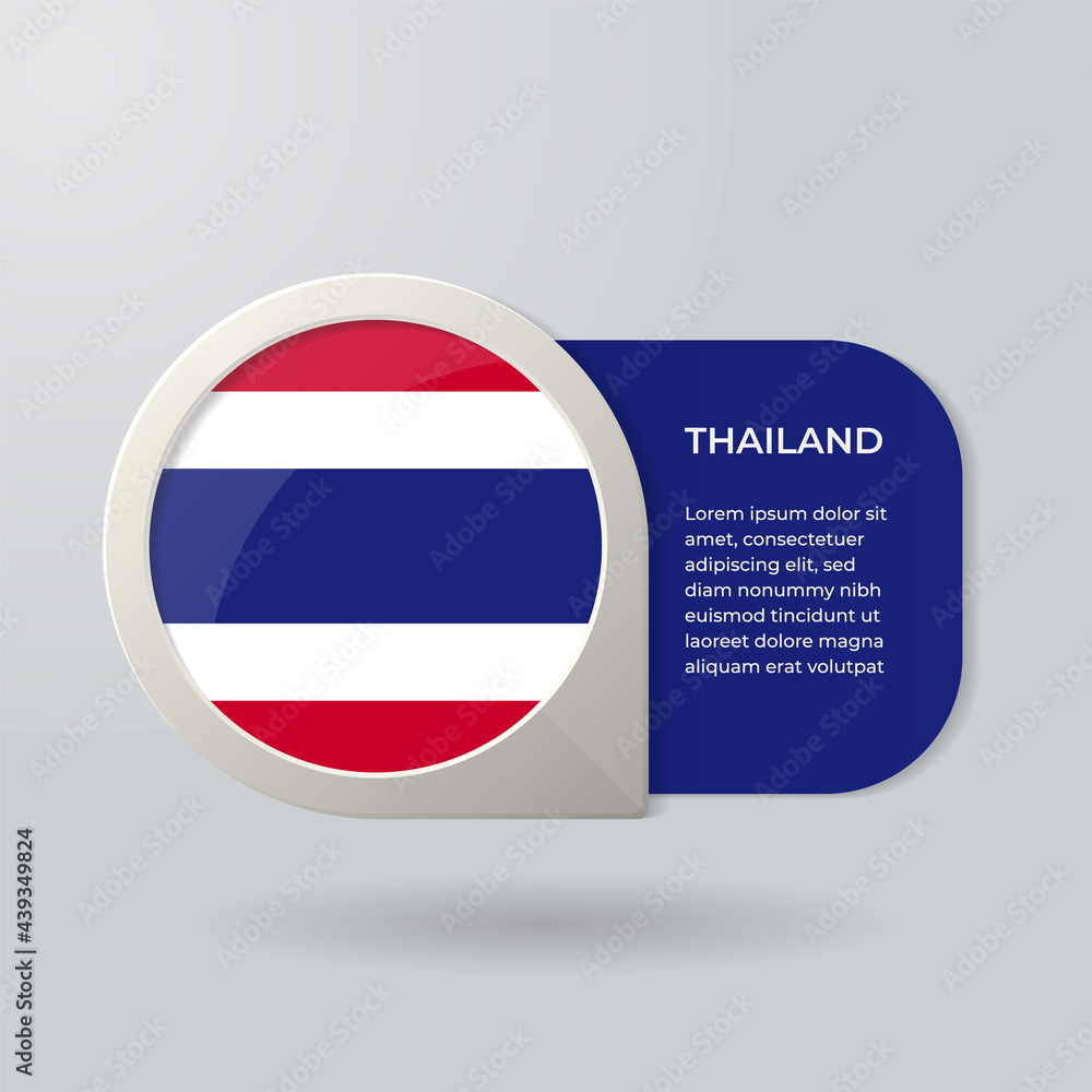 3D Map Pointer Flag Nation of Thailand with Description Text 3D Map Pointer Flag Nation of Thailand with Description Text