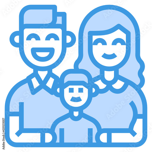 Family blue line icon