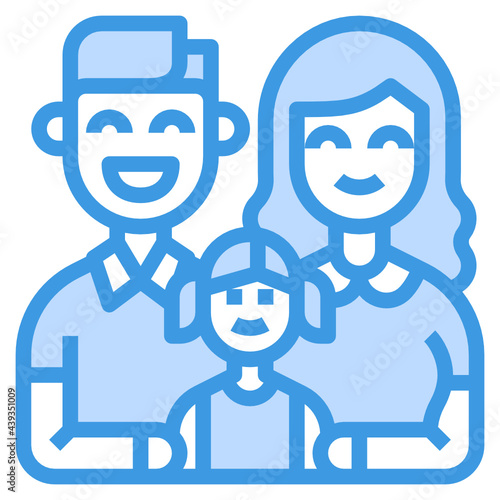 Family blue line icon