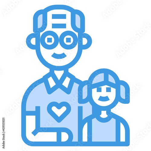 Grandfather blue line icon
