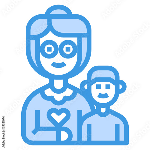 Grandmother blue line icon