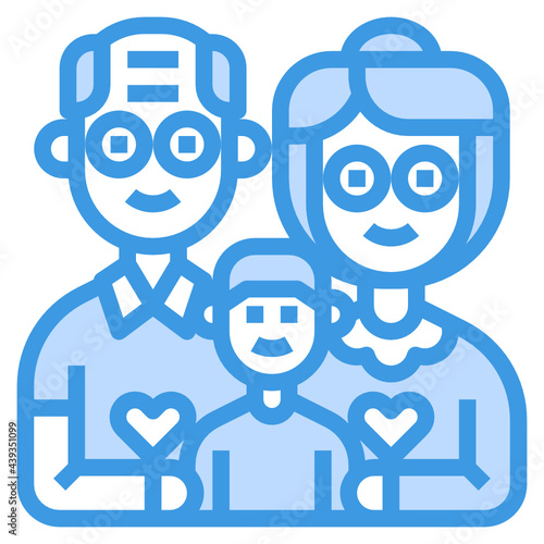 Grandparents blue line icon