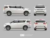 Passenger suv Car for mockup design. Car Mockup for corporate brand identity and advertising on passenger transport. Side view white car. Corporate Vehicle 