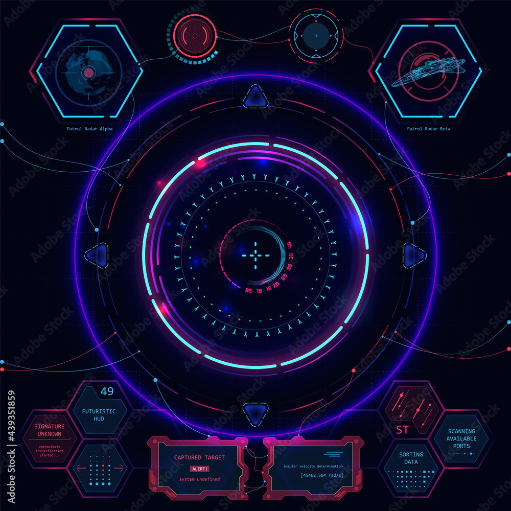 Set of futuristic user interface elements HUD for dashboard or control panel. Vector illustration Set of futuristic user interface elements HUD for dashboard or control panel. Vector illustration