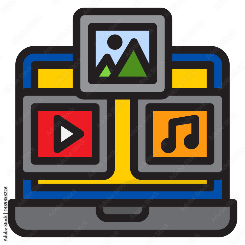 multimedia color line style icon multimedia color line style icon
