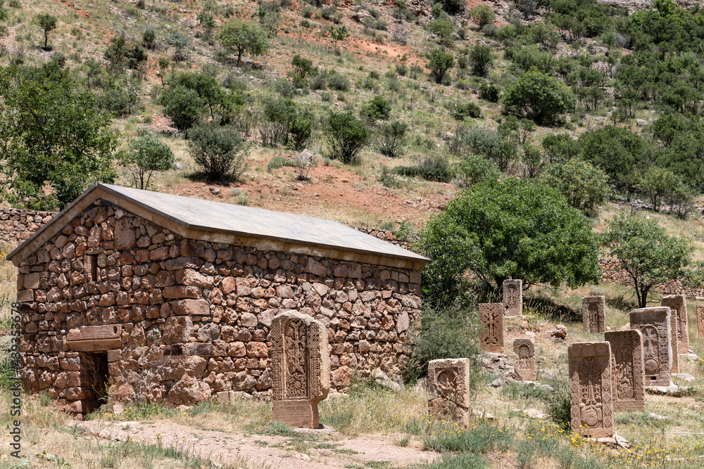 Khachkars of the Noravank monastery. Armenia