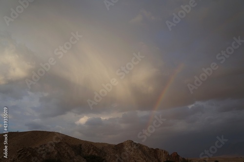 Hiking in twilight near Eilat in South Israel